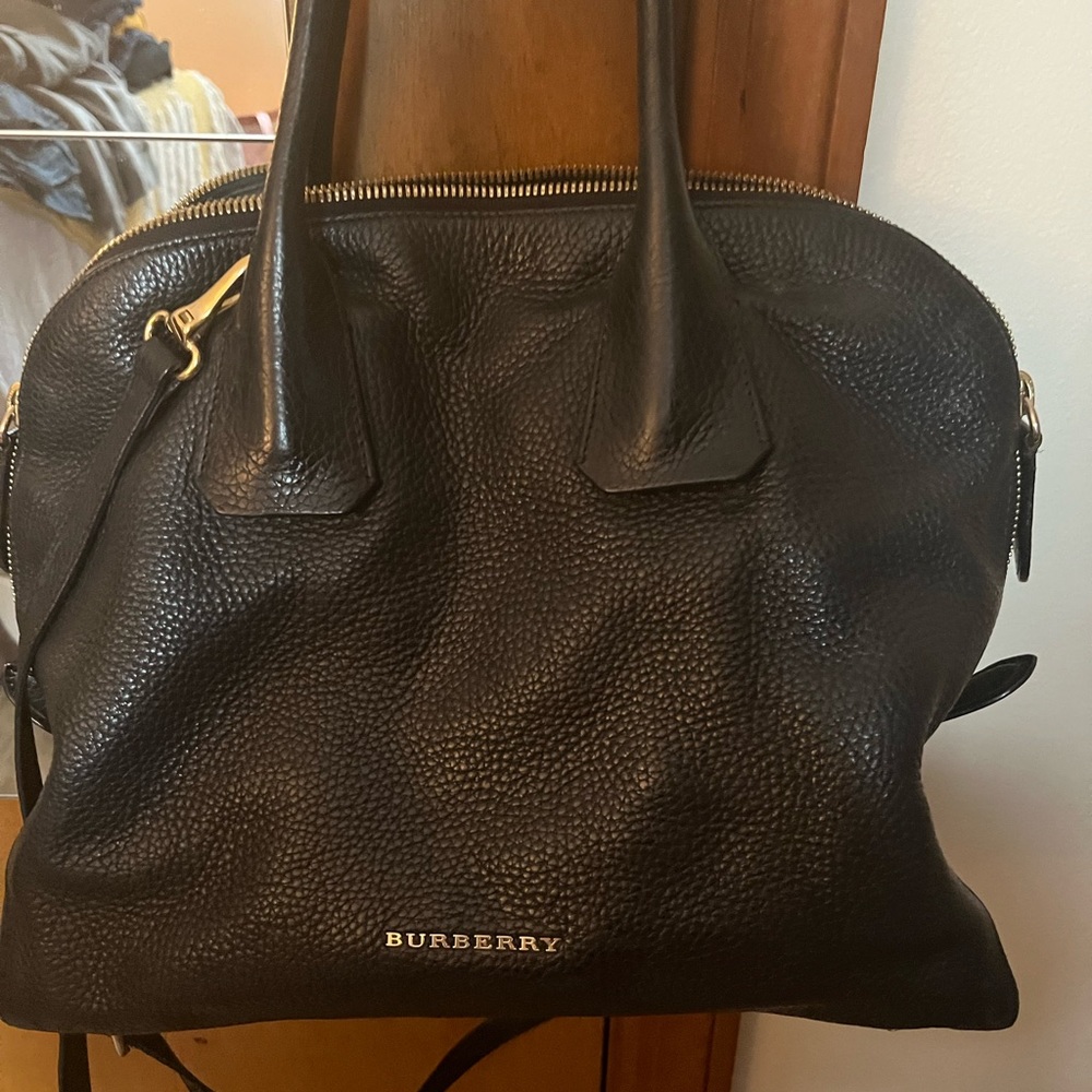 Authentic Burberry Pebbled Leather Satchel w Crossbody Strap